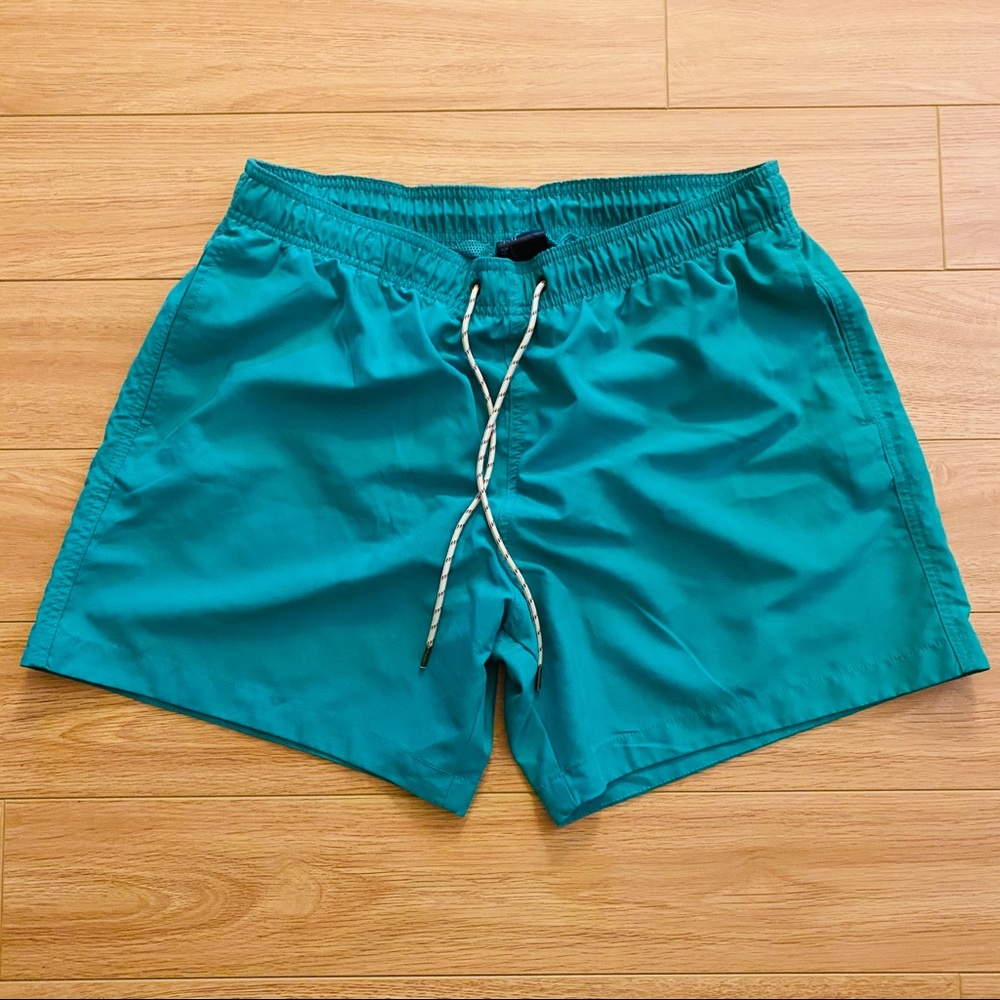 H&M Mens Above Knee Swim Trunks Large Green